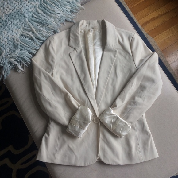 Frenchi Jackets & Blazers - Cream White Lined Frenchi Blazer